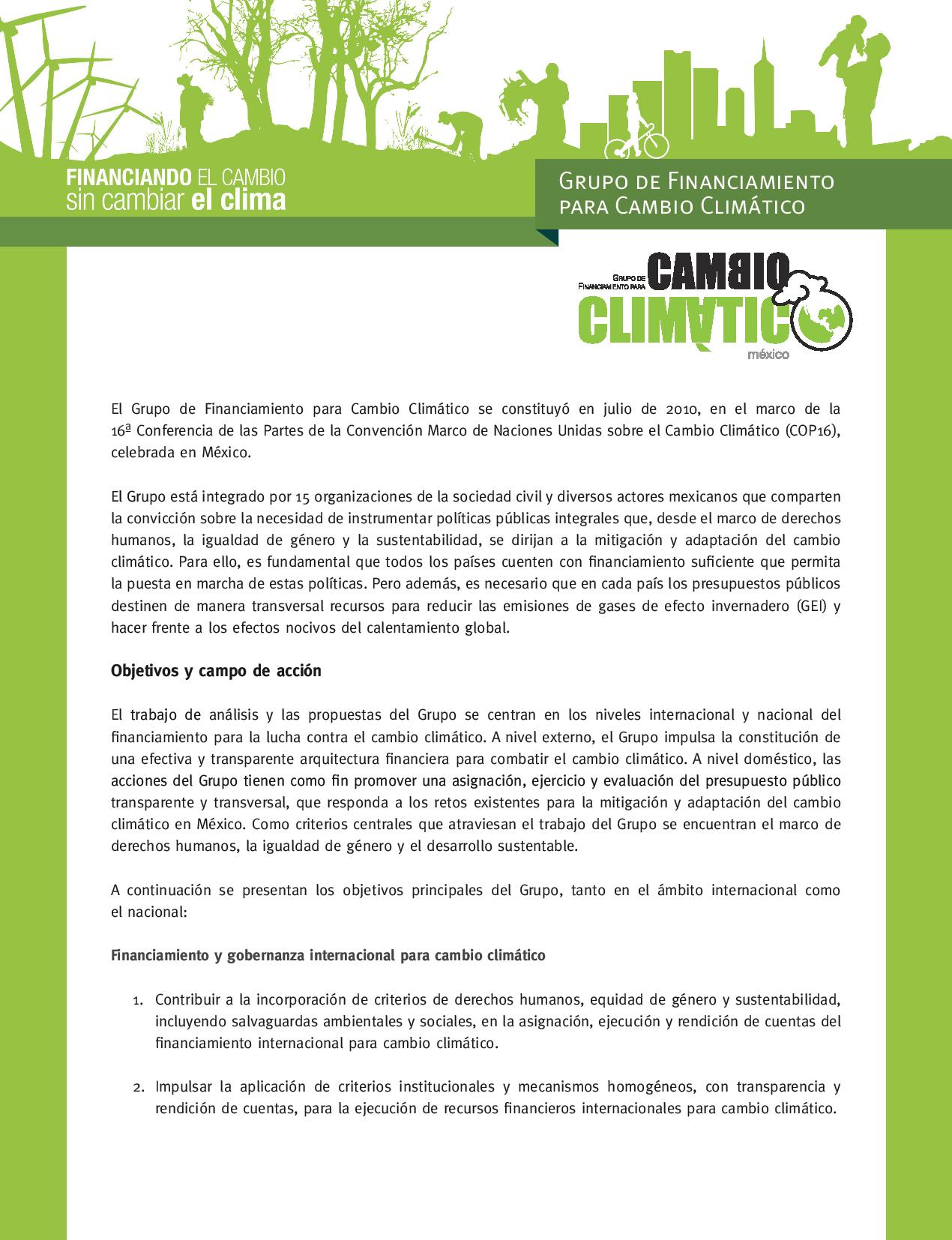 Presentación Grupo de Financiamiento para Cambio Climático